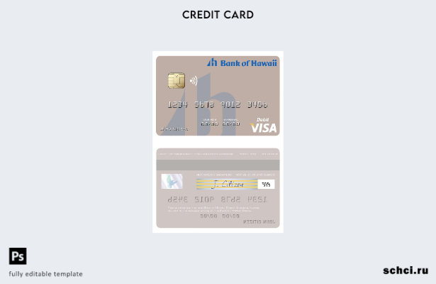 цифровая загрузка шаблона дебетовой карты Visa Банка Самоа на Гавайях